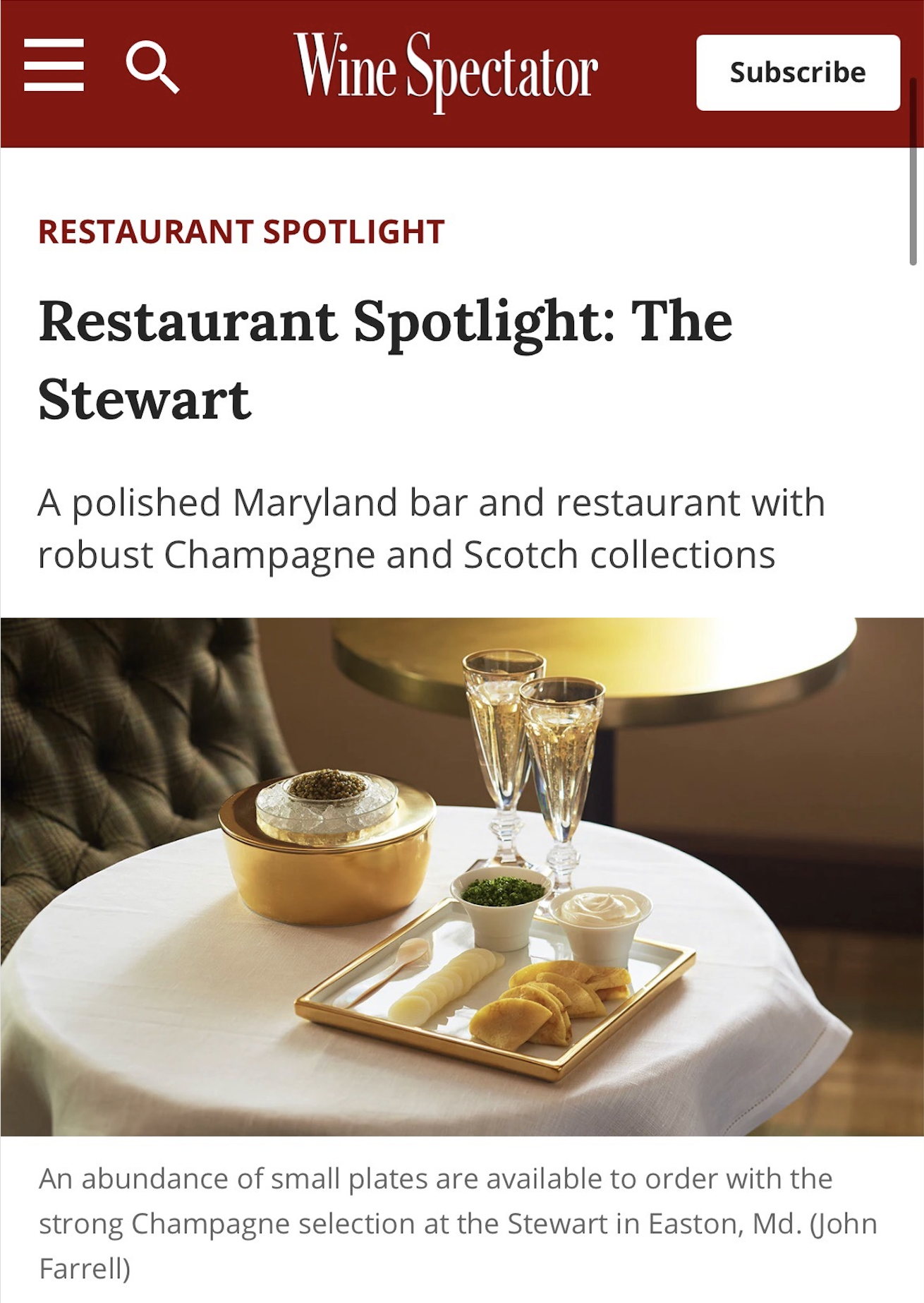 Wine Spectator Restaurant Spotlight